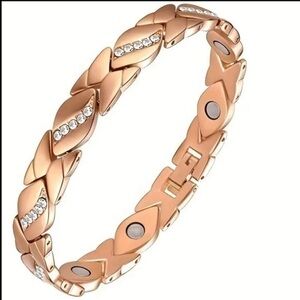 Rose Gold Magnetic Therapy Bracelet With White Zircon